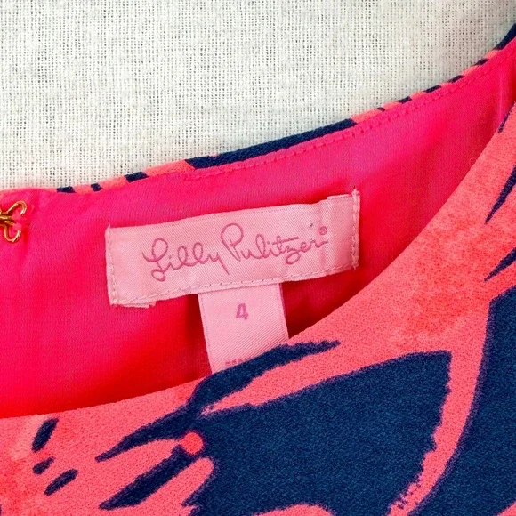 LILLY PULITZER Donna Romper Women 4 Indigo Night Caw Blue Pink Parrot Sleeveless - Picture 9 of 16